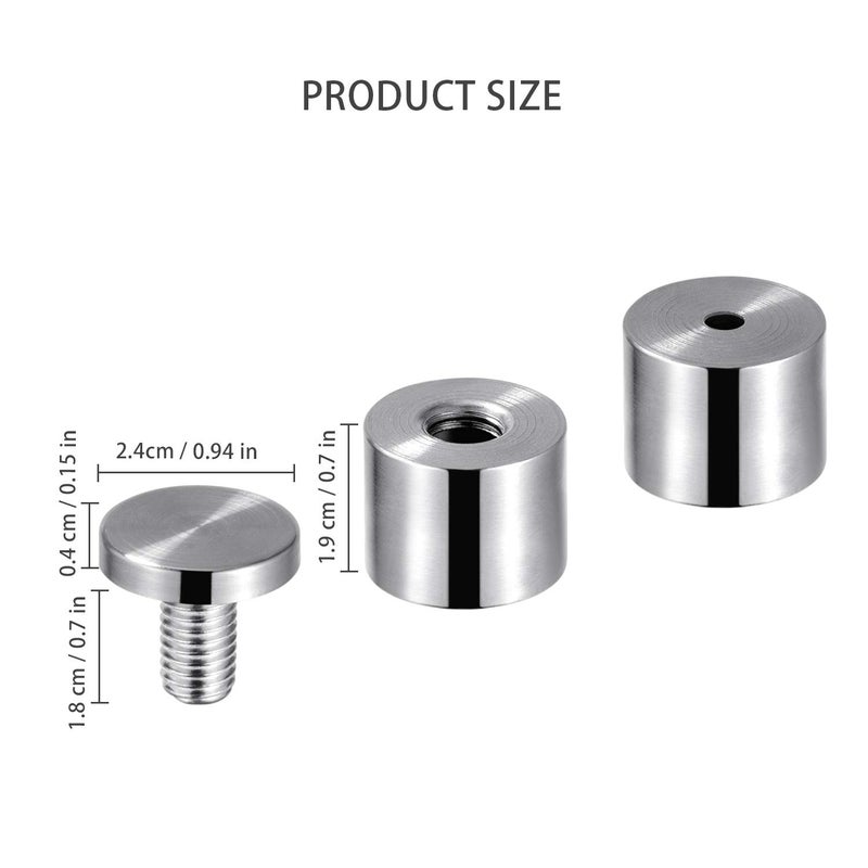 Favide 48 Packs Sign Standoff Screws Advertising Screws Stainless Steel Wall Standoff Mounts Glass Acrylic Nail for Glass Artwork and Sign Displays (1 x 1 Inch) - Image 2